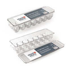 PET Organiser Tray Egg w Lid 36.5x11x7.5cm