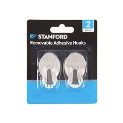 Hooks Removable Adhesive Stainless Steel 2Pk 28x40mm