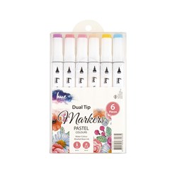 Markers Dual Tip Pastel Colours 6Pk