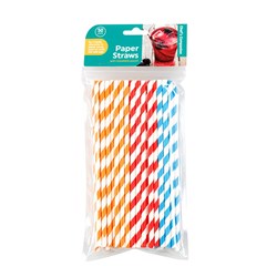 Straws Paper 50pk Dia0.5x9.5cm 3 Asst Cols