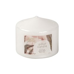 Candle Pillar Round Pressed White Dia9x7.5cm 30hrs