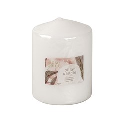 Candle Pillar Round Pressed White Dia9x12cm 60hrs