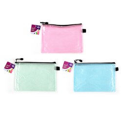 Pencil Case 1 Zip Mesh Asstd Cols 260x185mm