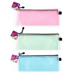 Pencil Case 1 Zip Mesh Asstd Cols 340x135mm