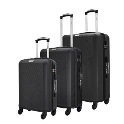 Luggage Set 3 ABS 4 Wheels 50/60/70 Non-Expandable Black