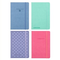 Address Book PU Cover 4 Asstd Cols A5 w Elastic