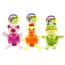 Dog Toy Fat Belly 3 Asstd Frog/Chicken/Pig 18cm