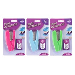 Stapler 26/6 w 500 Staples Set Asstd Cols