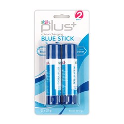 Glue Stick PVP 21g 2pk STUK PLUS Blue to Clear