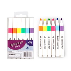 Highlighter Pen Square Barrel 6pk Chisel Tip