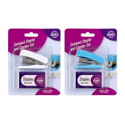 Stapler Mini 26/6 w 1000 Staples Set Asstd Cols