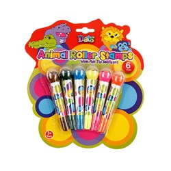 Stamp Roller Kids Animal w Felt Tip Colour Markers 6pk