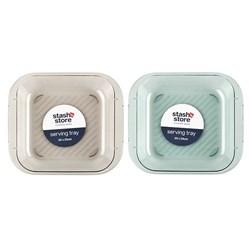 PET Serving Tray Square M 20x23cm 2 Asst Cols