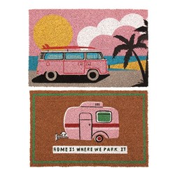 Mat Coir 2 Design Multi Col Rubber Backed 40x60cm