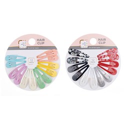 Hair Clips 12pk 4.2cm 2 Asst