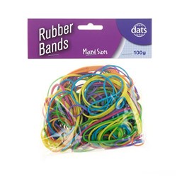 Bands Rubber 100g Mix Cols Sizes 16/18/34/64
