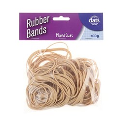 Bands Rubber 100g Brown Mixed Sizes 16/18/34/64