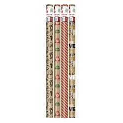 Wrap Paper Kraft Xmas 3Mx70cm 60gsm 38mm Core PDQ Asstd