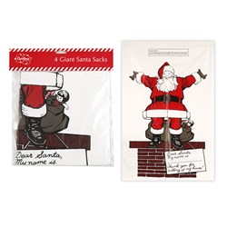 Giant Xmas Santa Sacks 4pk 76x50cm
