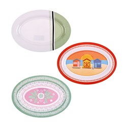 Melamine Plate Oval Large 160gr 35x25cm 3 Asst Designs