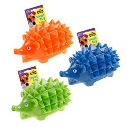 Dog Toy Treat Hedgehog Squeaky 15x8cm 3 Asst