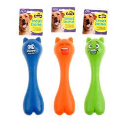 Dog Toy Treat Bone Squeaky 23.5cm 3 Asst
