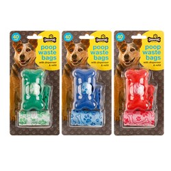 Dog Paw Poop Waste Bag w Dispenser inc 1 Refill