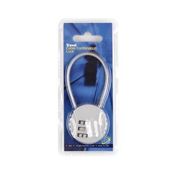 Travel Combination Lock w Cable Wire