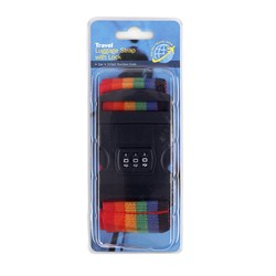 Travel Luggage Strap w Lock Rainbow Design