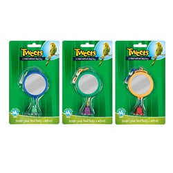 Bird Toy Mirror w Bell 20cm 2 Asst