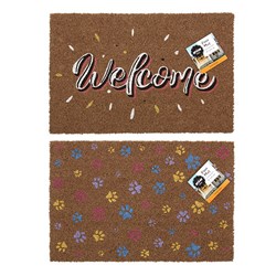 Mat Coir 2 Design Multi Col Rubber Backed 40x60cm