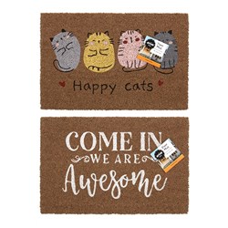 Mat Coir 2 Design Multi Col Rubber Backed 40x60cm