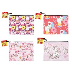 Pencil Case 1 Zip PVC 255x195mm 4 Asstd Girls Des