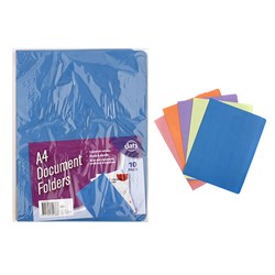 Folder Document Manila A4 Asstd Colours Pk10