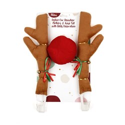 Car Xmas Reindeer Antlers & Nose Set w Bells