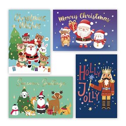 Cards Xmas Box 10 115x177mm Textured Foil Cute