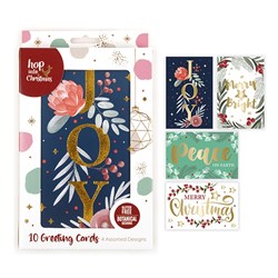 Cards Xmas Box 10 115x177mm Textured Foil Botanical