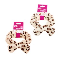 Kids Club Hair Headband Animal Print w Bowtie 1pk 2 Asst