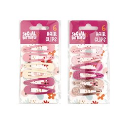 Kids Club Hair Clips 6pk 2 Asst Cols