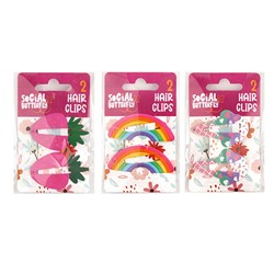 Kids Club Hair Clips 2pk 3 Asst