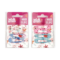 Kids Club Hair Clips 4pk 2 Asst