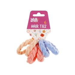 Kids Club Hair Ties 6pk Asst Cols