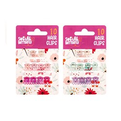 Kids Club Hair Clips Mini Claw 10pk 2 Asst