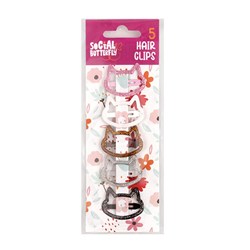 Kids Club Hair Clips 5pk Cat