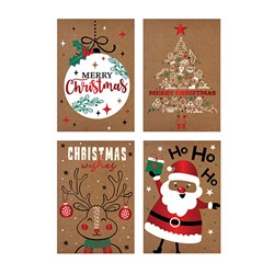 Cards Xmas Box 8 113x165mm Kraft Foil
