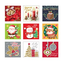 Gift Tags Xmas Self Ad w Tip On Foil Glitter 18pk 3 Asstd