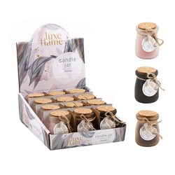 Candle Scented Jar w Cork Lid 5.7x8cm 3 Asst