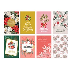 Cards Xmas Box 24 65x98mm Botanical