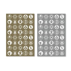Envelope Seals Xmas w Emboss Foil 80pk 2 Asstd Gold Silver
