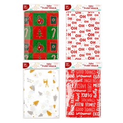 Tablecloth Xmas 150x270cm PEVA w Flannel Backing 4 Asstd